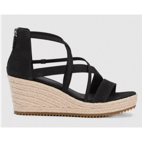 Eileen Fisher Women’s Wanda Tumbled Nubuck Espadrille Size 8.5 EUC Clean Black - Picture 1 of 10